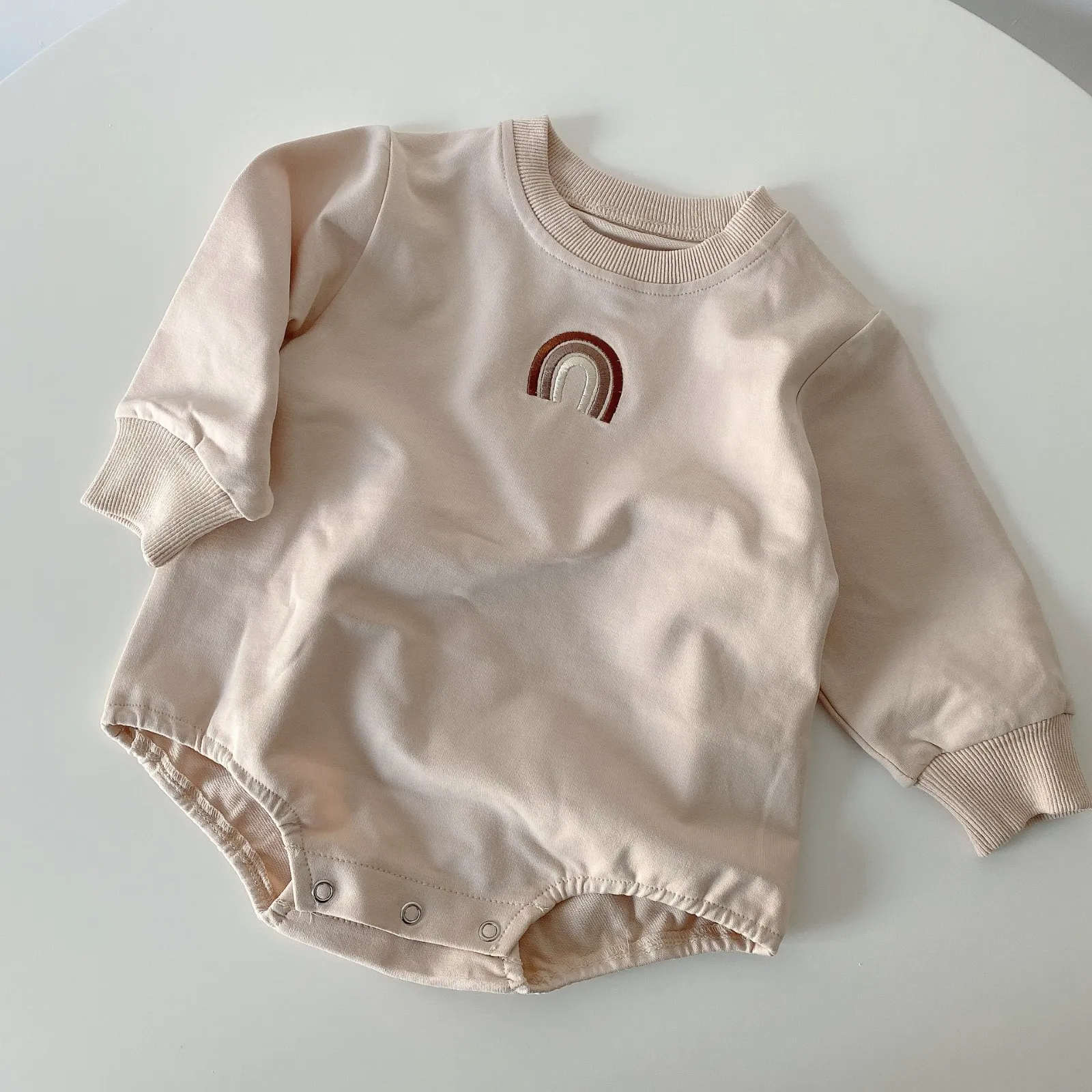 arco-íris bodysuit algodão manga longa macacão bebê