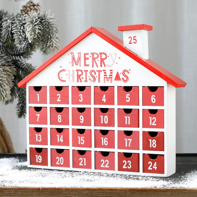 Christmas Decoration Wooden Calendar Cabin Advent Countdown Calendar Home  Decor Wood Decoration Desktop Christmas Gift Craft - AliExpress
