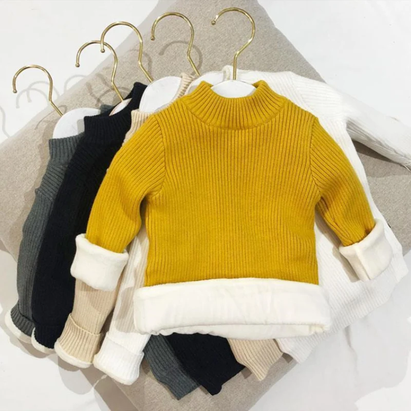 Girl Wool Sweater Underwear Tops 2021 Stylish Thicken Warm Winter Autumn Knitting Pullover Outdoor Kids Baby Children Clothing