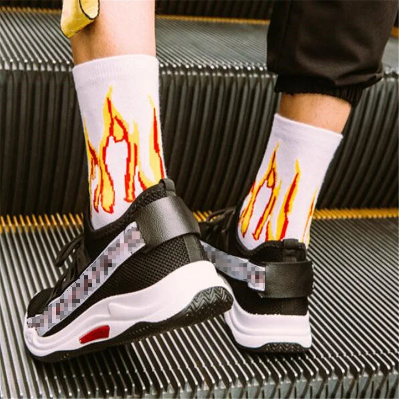 Men-Fashion-Hip-Hop-Hit-Color-On-Fire-Crew-Socks-Red-Flame-Blaze-Power-Torch-Hot(1)