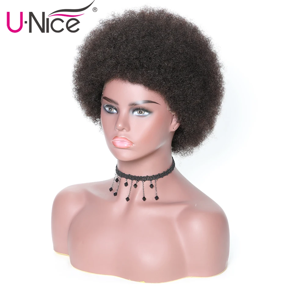 

Unice Hair Short Lace Front Human Hair Wigs Brazilian Remy Hair Afro Kinky Curly Wigs For Black Color Brown Wig Human Hair Women