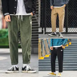 2019 новые модные брюки повседневные мужские стильные вельветовые ретро брюки большие однотонные брюки Z814
