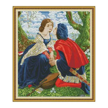

Couple Handmade Needlework Counted 14CT Printed Cross Stitch DIY Embroidery Kit Set Home Decoration