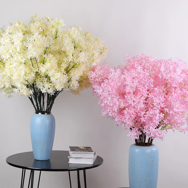 Artificial Lilac Flower Arrangement Fake Plant Wedding Road Lead Flower DIY Home Hotel Christmas Party Decorations artificial cherry blossom silk flower