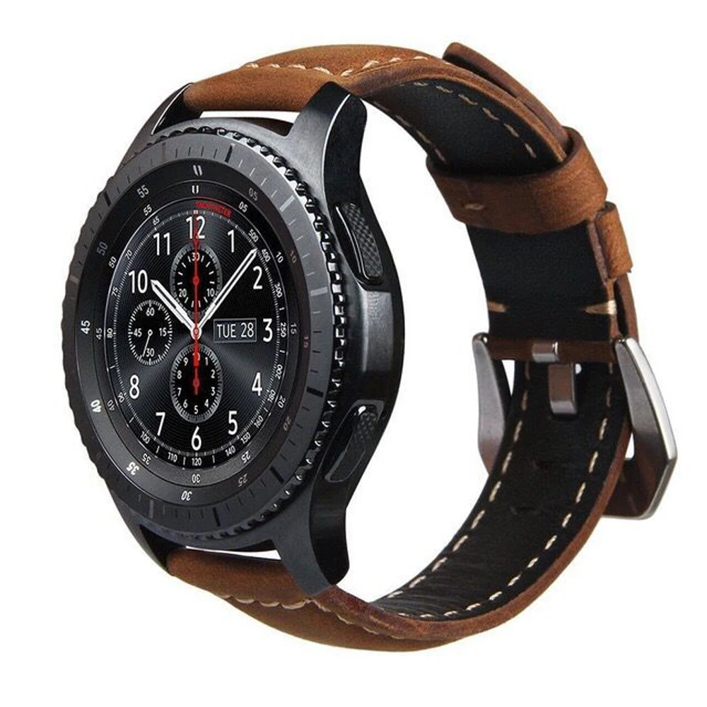 Ремешок из натуральной кожи для Samsung Gear S3 Galaxy 46 мм active браслет смарт часов Amazfit Stratos