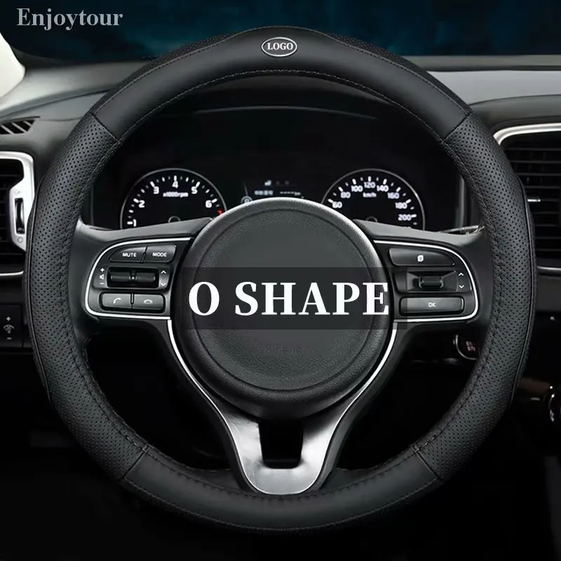 Кожаный чехол рулевого колеса автомобиля для Mazda 2 Demio Axela Mazda3 Atenza Mazda6 CX-3 CX-5 CX-8 CX-9 Wagon BT-50 Premacy 5 7 8 3 - Название цвета: O black with logo