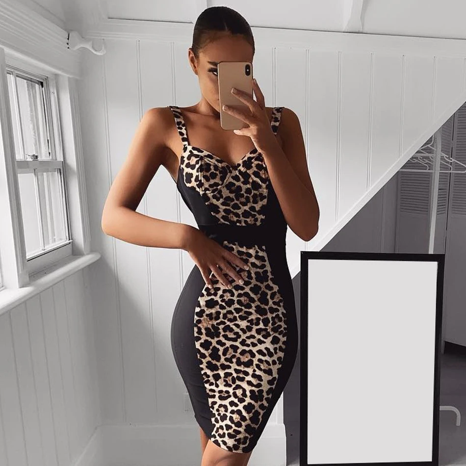 ADYCE новое летнее женское кружевное леопардовое подиумное вечернее платье для вечеринки сексуальное облегающее Клубное платье без рукавов на бретельках