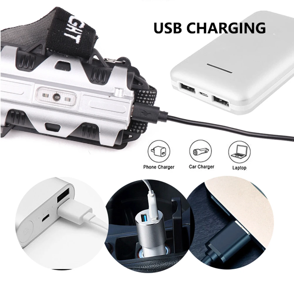 Светодиодный налобный светильник USB Перезаряжаемый головной светильник индукционный налобный светильник наружный 18650 светильник лампа для кемпинга светильник с датчиком головной светильник