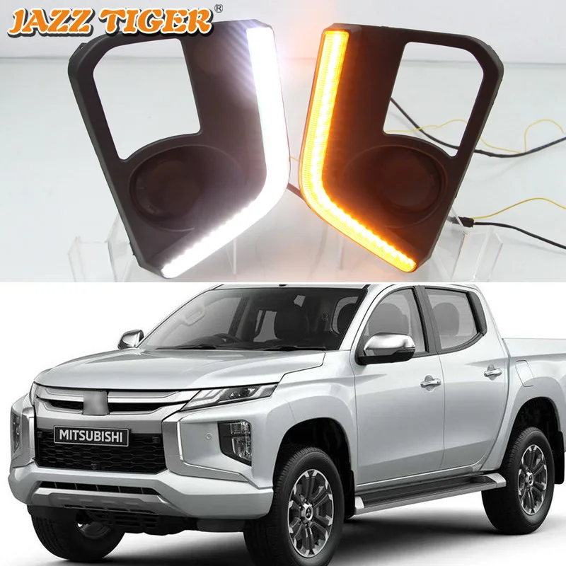 Дневные ходовые огни для Mitsubishi L200 Triton 2019 2020 гибкие 12 В С поворотниками