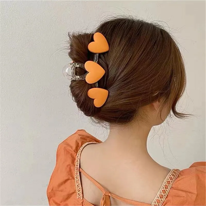 ladies headbands for short hair Korean Hair Claws Women Girls Candy Colors Hair Crab Clamps Hairdress Solid Hairpins Heart Shaped Hair Accessories Headwear wide headbands for women