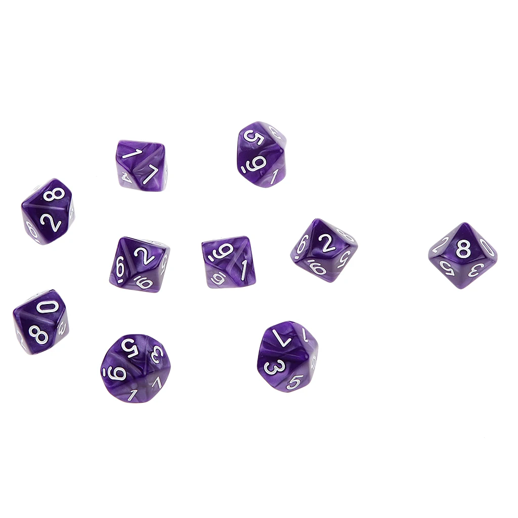 20x 22mm Ten Sided Dice D10 for Playing Dungeons D&D TRPG Roleplay Game Toys Party Gambling Dices Game Digital Dices
