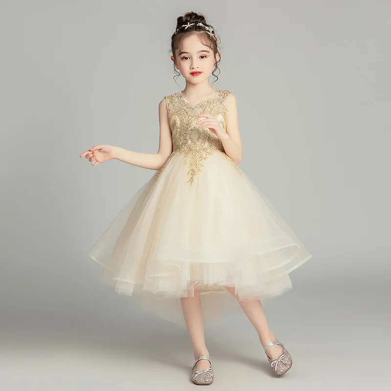 Girls Princess Dress Puffy Grenadine Children Dress Children Catwalks Little Girl Wedding Dress Host Piano Costume