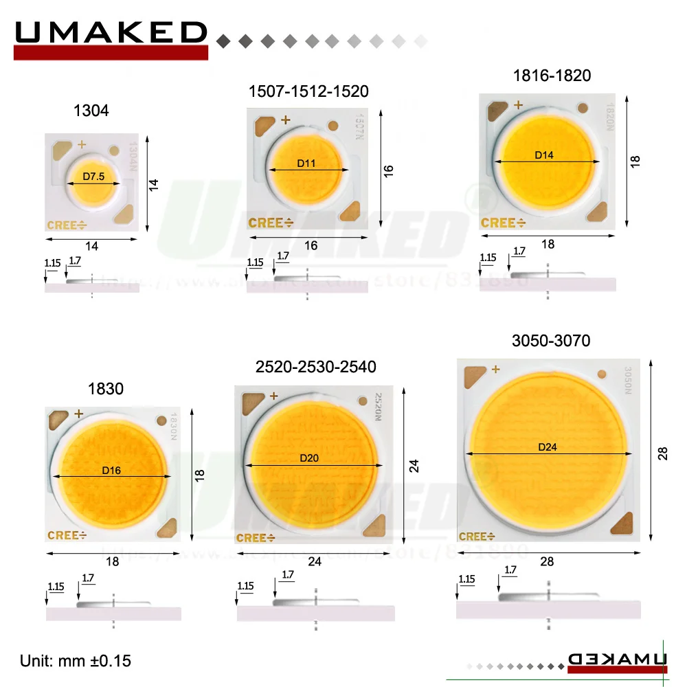 Original Cree XLamp LED COB Chip, quente,