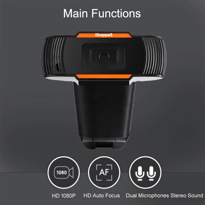 

Web Camera HD 1080P Automaitcal Focus With Bracket Support Adjust Lens Hirizonal Degree 67.9 USB Cable 1.5M Pickup Voice to 5M