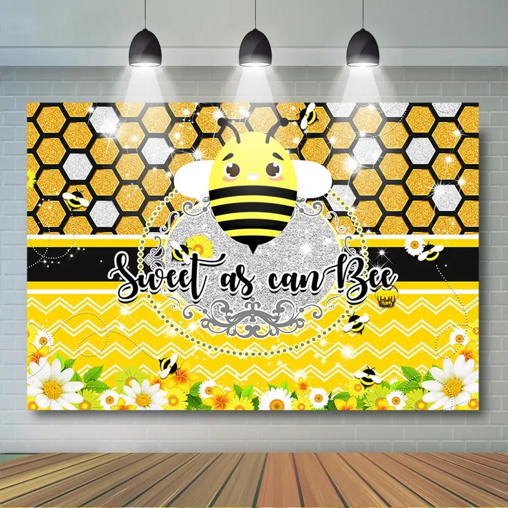 Sweet as Can Bee Backdrop Baby Shower Party Banner Photo Shooting Props BJZYST247 Honeycomb Photography Background 7x5ft//2.1x1.5m New Vinyl