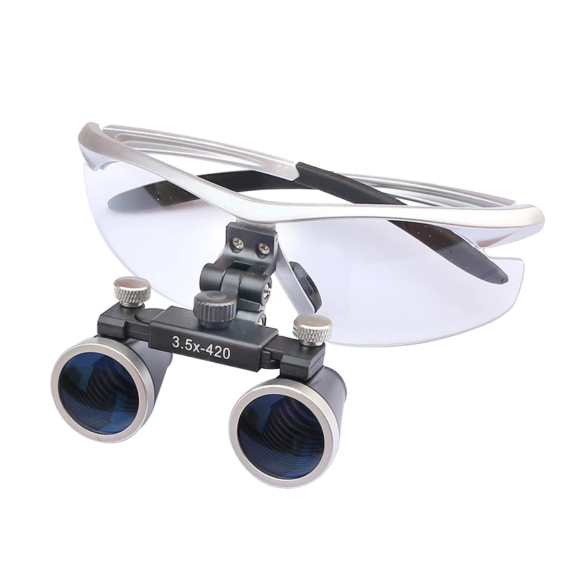 

High Quality Magnifying Glasses 2.5/3.5X420mm Galilean Binocular Magnifier Dentistry Surgical Loupes+LED Medical Dental Headlamp