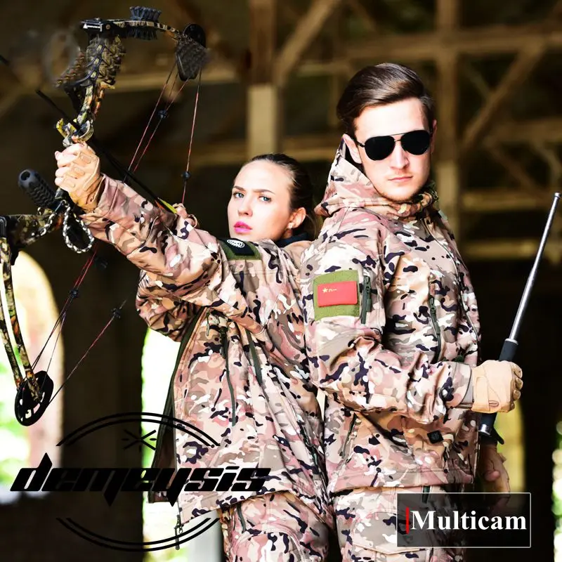 Tanie Taktyczna wojskowa jednolita wodoodporna polowanie Camping wspinaczka turystyka kurtka sportowa i spodnie mężczyźni odzież treningowa bojowa