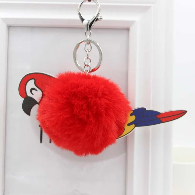 ONNUTO Fluffy Pompom Heart Keychain - Red