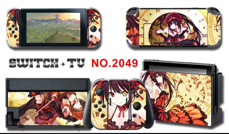 1set New Cute Anime Full Body Sticker for NS Switch Protective Cover Skin Colorful Art for Game Console Joy-Con Controller Decor