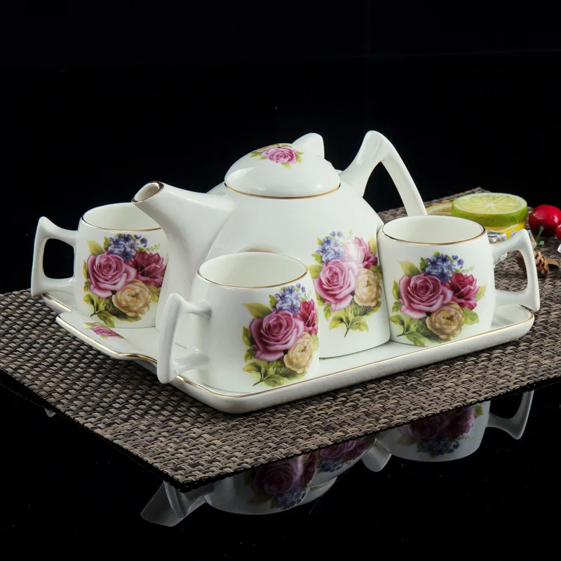Украшения для кухни аксессуары красочный керамический кофейные чашки и кофейник чайник для заварки Набор чашек с держателем