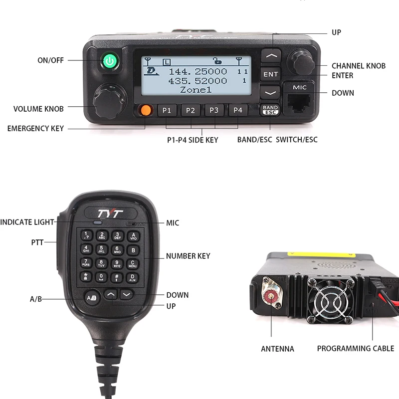 TYT MD-9600 Talkie “иди и болтай Walkie 50 км мобильный DMR автомобиль радио цифровой 136-174/400-480 МГц Dual Band RT90 DMR радио 3000CH 50/45/25 Вт FCC, аддитивного цветового пространства