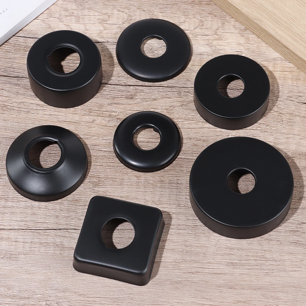 Black Shower Faucet Decorative Cover Chrome Finish Stainless Steel Wall Flange Water Pipe Wall Covers Bathroom Faucet Accessory