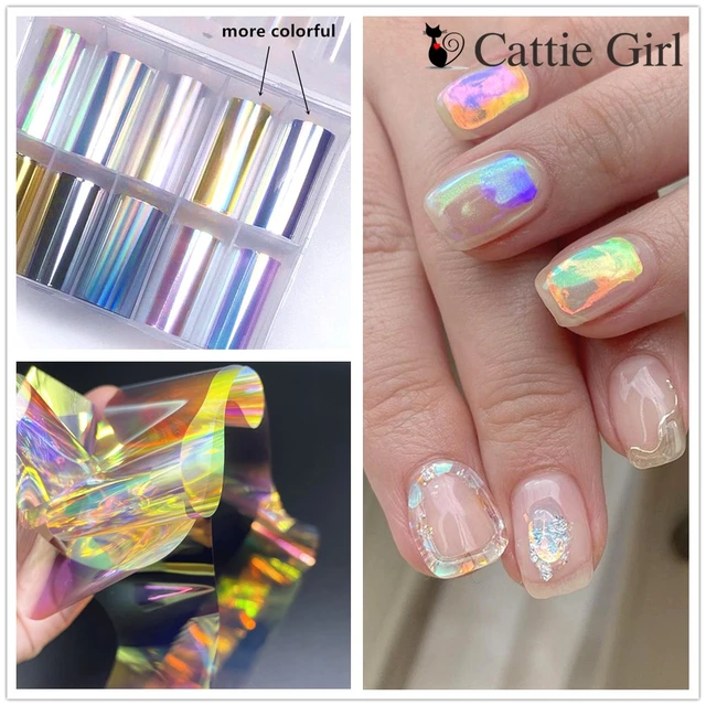 Nail Glass Foil Film Sticker, Glass Aurora Nail Stickers