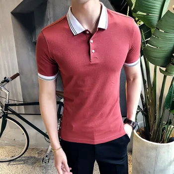 

Casual England Style Polo Shirt Men Solid Slim Fit Short Sleeve Summer Polos Shirts Anti-Pilling Polos Para Hombre
