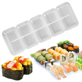 

5 Pcs Kitchen Baking Gadgets Food Grade Plastic Sushi Nigiri Maker Rice Ball Molds 5 Rolls Nonstick Press Maker Tool For Sushi