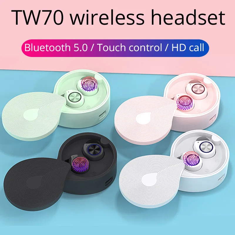 TW70 Wireless Headphones Bluetooth 5.0 earphone tws HIFI stereo earbuds Sport Handsfree Gaming Headset for iphone xiaomi huawei