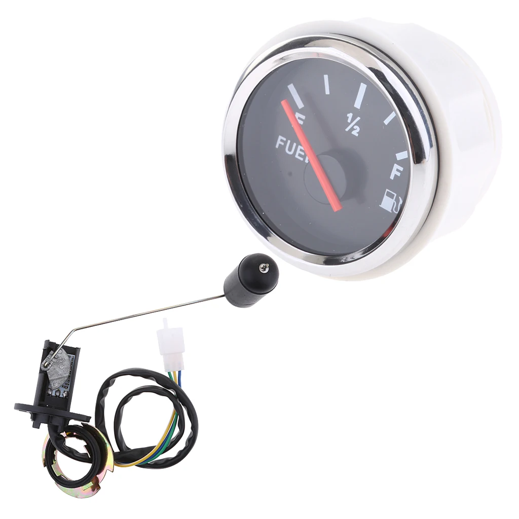 Complete 2'' Car Fuel Level Gauge Meter w/ Sensor Sender E-1/2-F Pointer