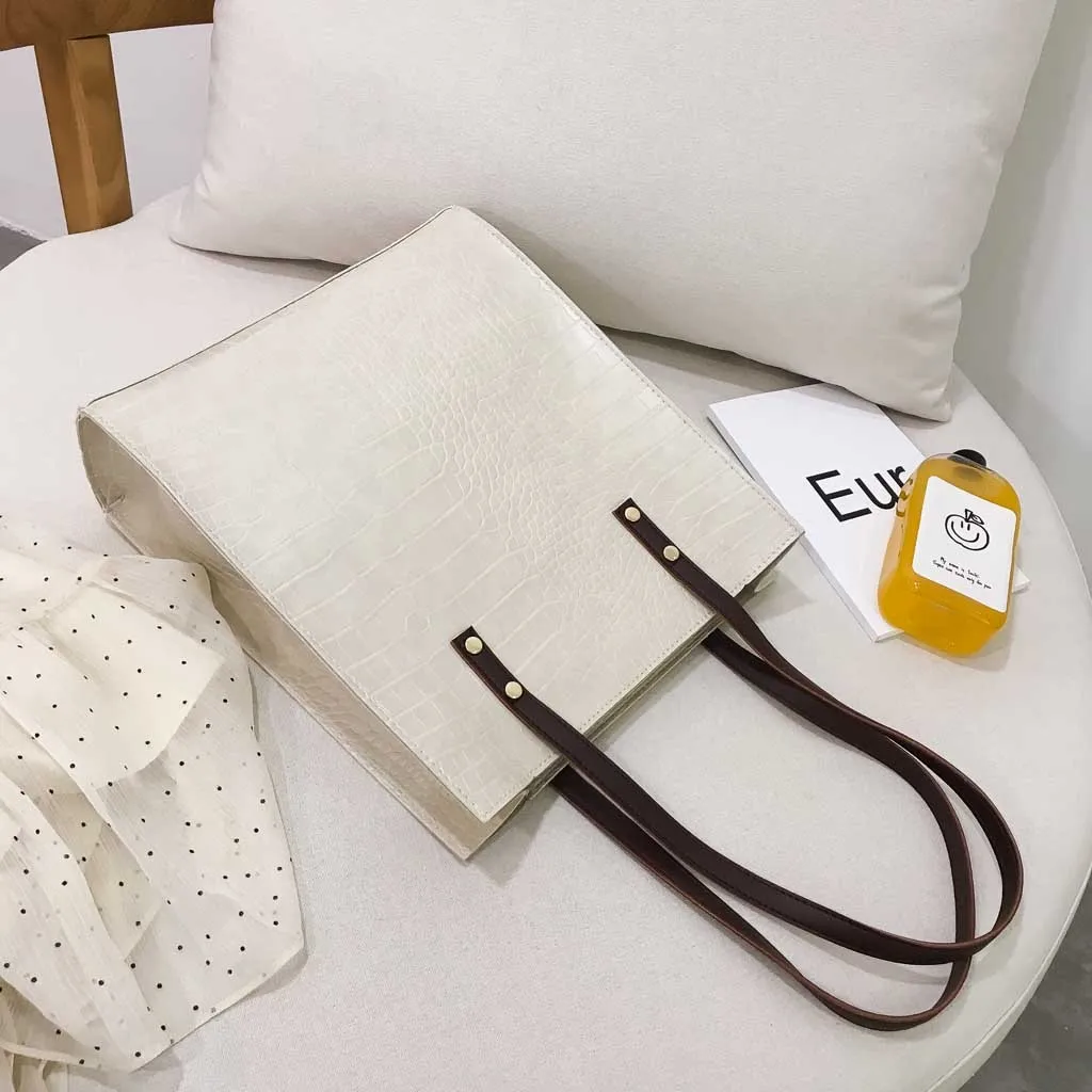 Retro Alligator Bucket Bags Women Crocodile Pattern Handbag Capacity Casual Crocodile Shoulder Messenger Bags Ladies PU Purse