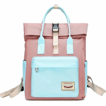 

Women Backpack Hot Canvas Teen Girl Laptop Backpack Candy Color Waterproof School Bag New Patchwork Backpack Ladies