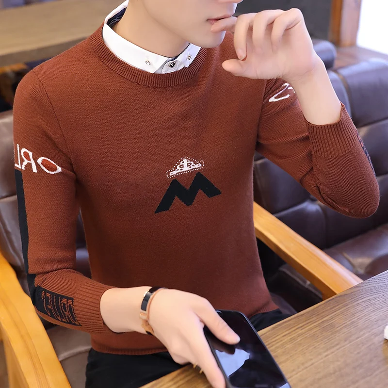UYUK2019 Autumn And Winter Models Casual Fashion Trend Slim High Quality Pullover Knit Letters Embroidery Men's  Sweaters