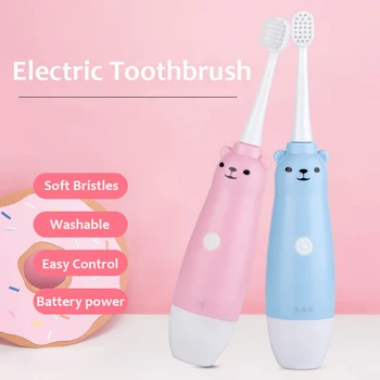 

Kid Electric Toothbruh Powered by AAA Baterry Deep Oral Clean Gum Care Cartoon Tooth Brush For Kids with Soft Replacement Head