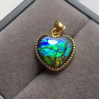 

B220 Fine Jewelry Canada Origin 925 Sterling Silver Nature Ammonite Gems Ammolite Gemstones Unisex Pendants Necklaces