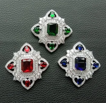 

1PCS 40x40mm 24k golden plated CZ Micro Crystal Pave connector