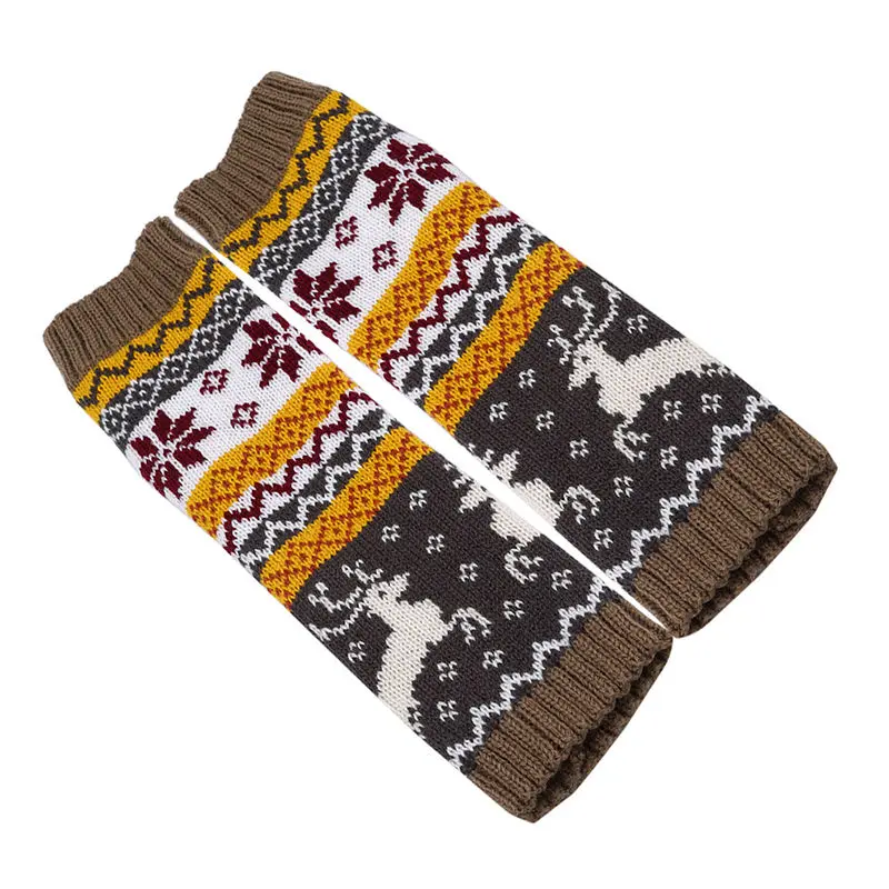 Khaki Women Fingerless Knitted Gloves Arm Warmer Winter Gloves Luvas feminina para o inverno Guantes mujer Gants femme - Цвет: Khaki