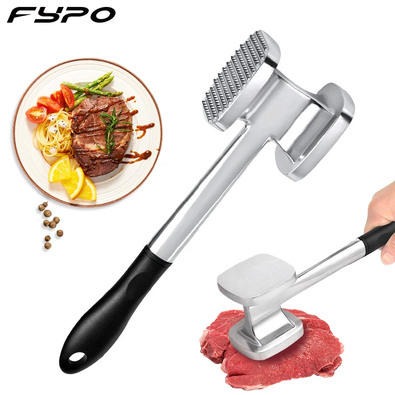 Fypo Stainless Steel Meat Tenderizer Hammer Garlic Ginger Chopper Manual Hammer Punder for Tenderizing Chicken Steak Pork