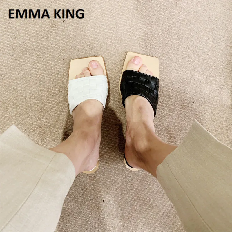 EMMA KING/женские летние тапочки ручной работы на плоской подошве; брендовые дизайнерские модные роскошные туфли на высоком каблуке; женские лоферы без застежки