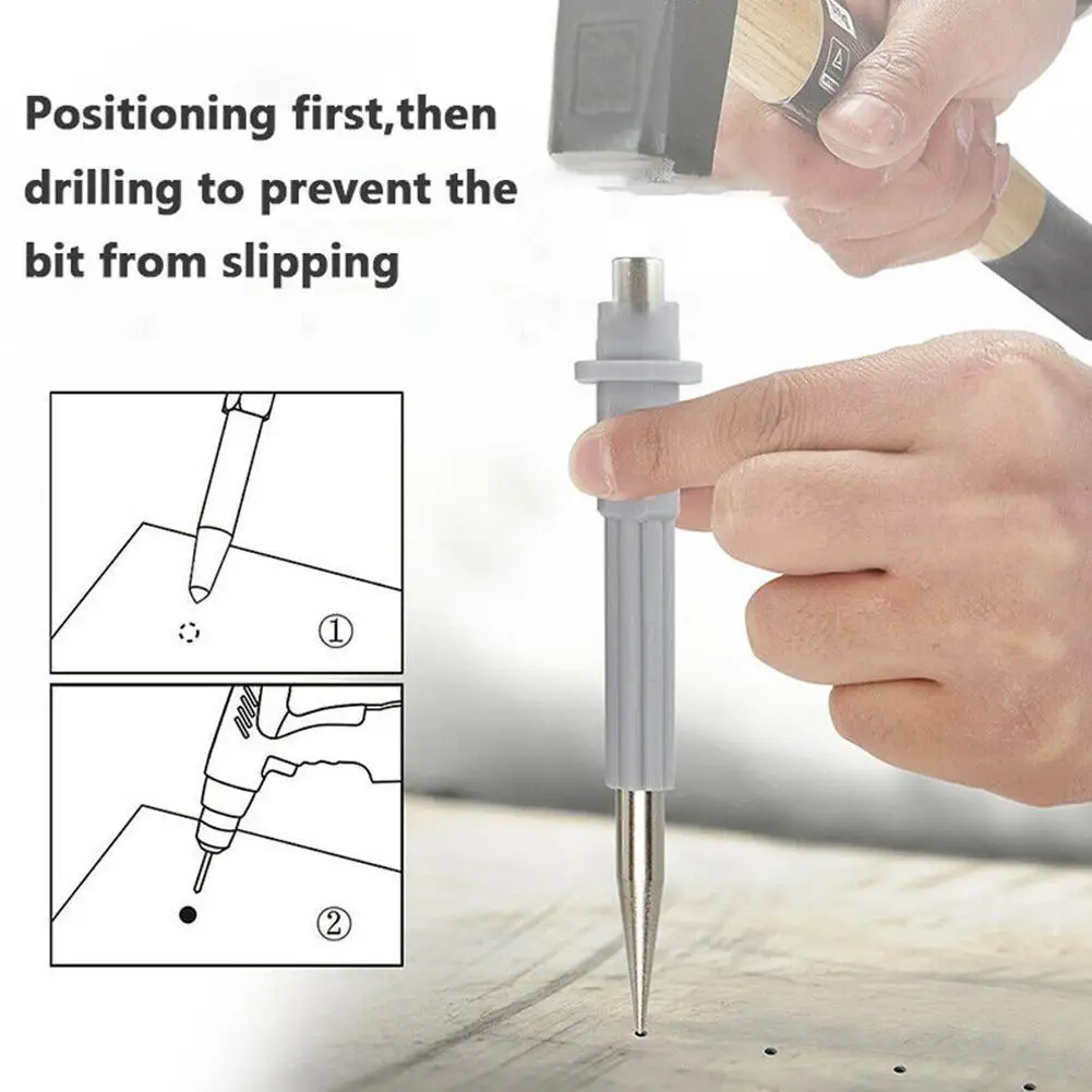 

Upgrade Type Punch Center Punch Nail Punch Locator Punch Bit 125mmx8mmx1.5/2.5/3.0mm Grip Tool Positioner Non-slip Drill P8O2