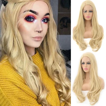 

Charisma Blonde Wig Synthetic Lace Front Wig For Women Side Part Long Wavy Lace Front Wig Heat Resistant Hair Wigs
