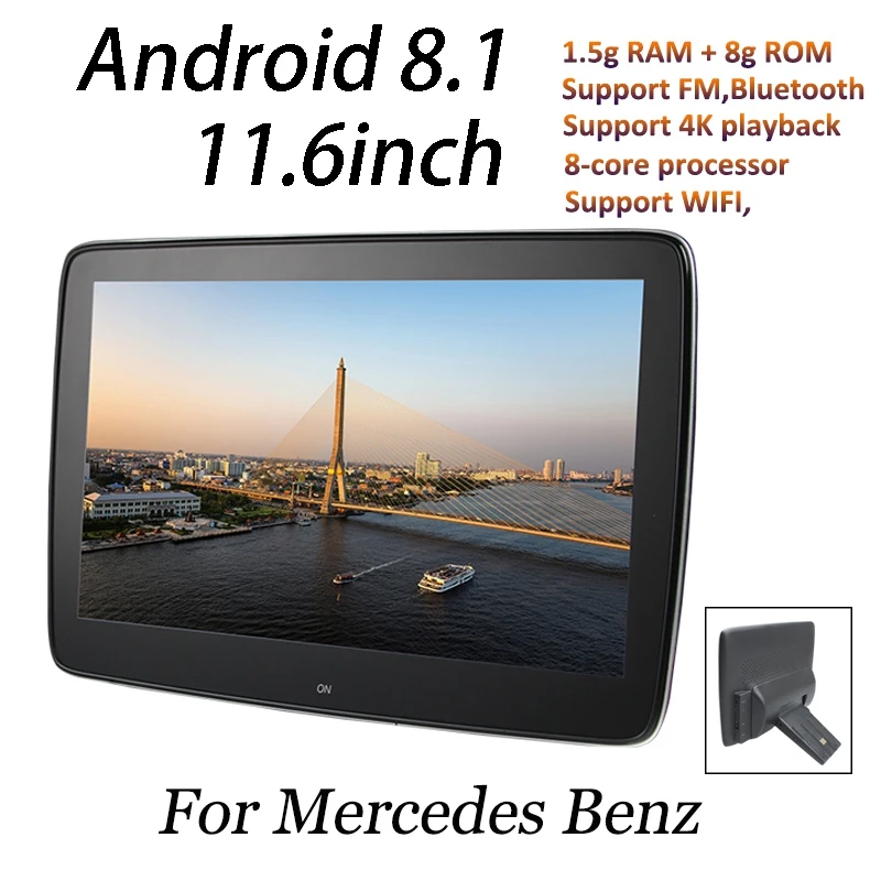 11,6 Inch 8-Core HD Android 8,1 подголовник автомобиля монитор WI-FI автомобильный DVD видео плеер Bluetooth заднего сиденья Развлечения Системы для Мгерц