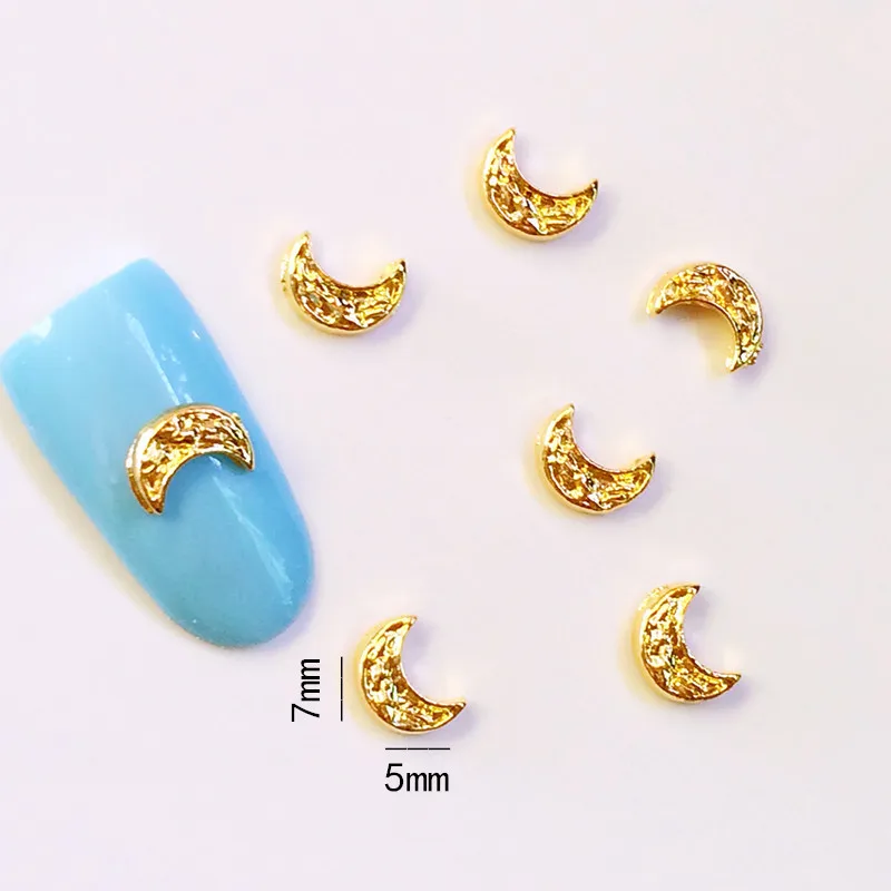 50Pcs/Lot metal nail art cherry blossoms moon star jesus tower 3d gel nail jewelry charms decoration tools