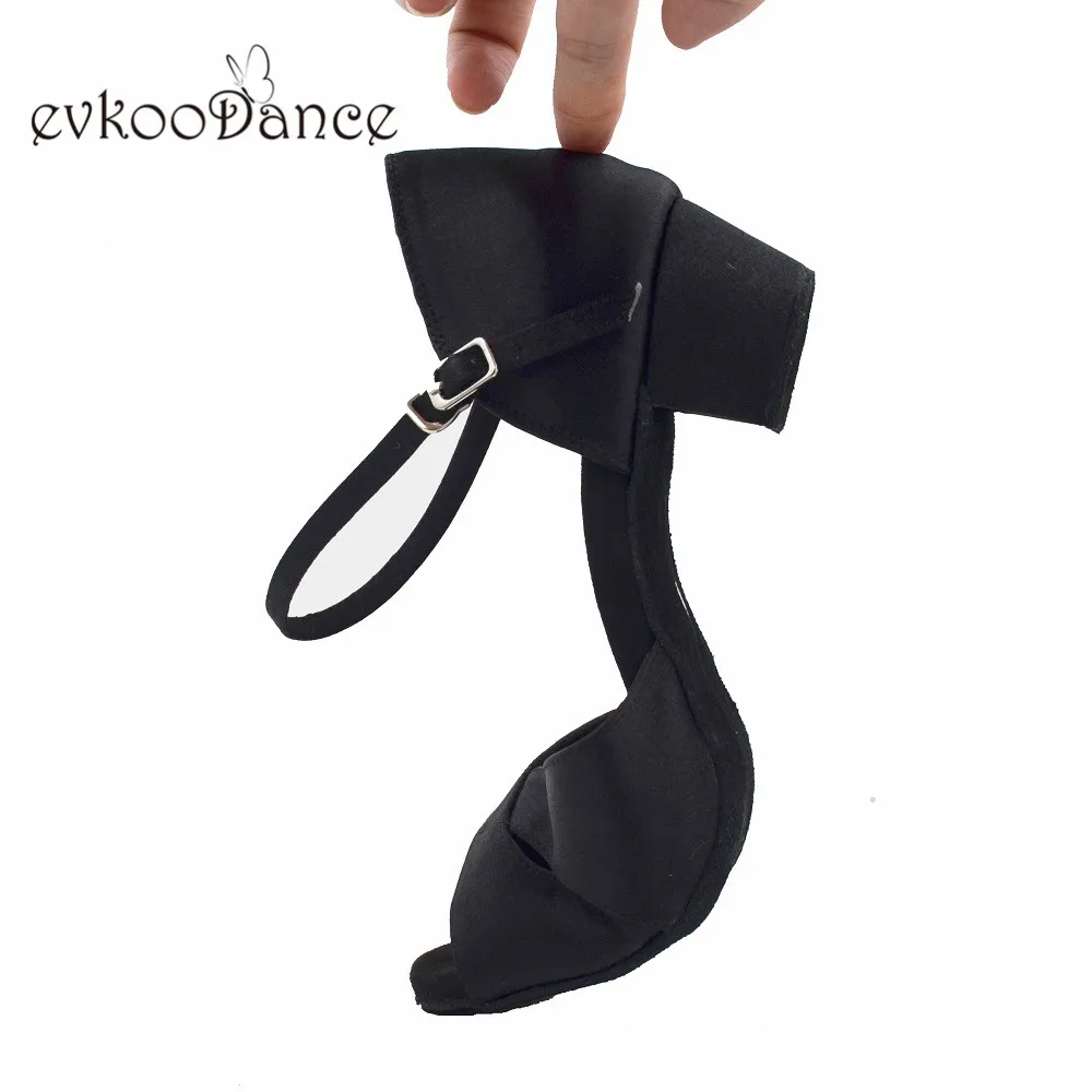 Evkoo dance Zapatos De Bail/черная атласная сальса, профессиональная обувь для танцев, размеры США 4-12, высота каблука 3 см, обувь для женщин, Evkoo-590