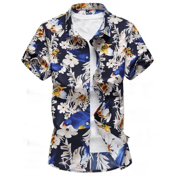 

Printed Men Short Sleeve Shirt Slim Hawaiian Shirts Regular Fit mens shirts slim fit Casual Shirt For Men