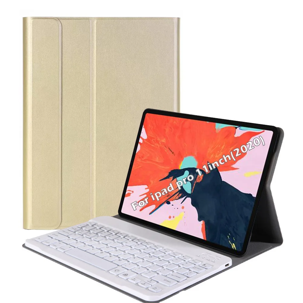 Для iPad Pro 11 дюймов пластиковая Съемная Bluetooth клавиатура с тонким овечьим узором из искусственной кожи защитный чехол для планшета - Цвет: gold