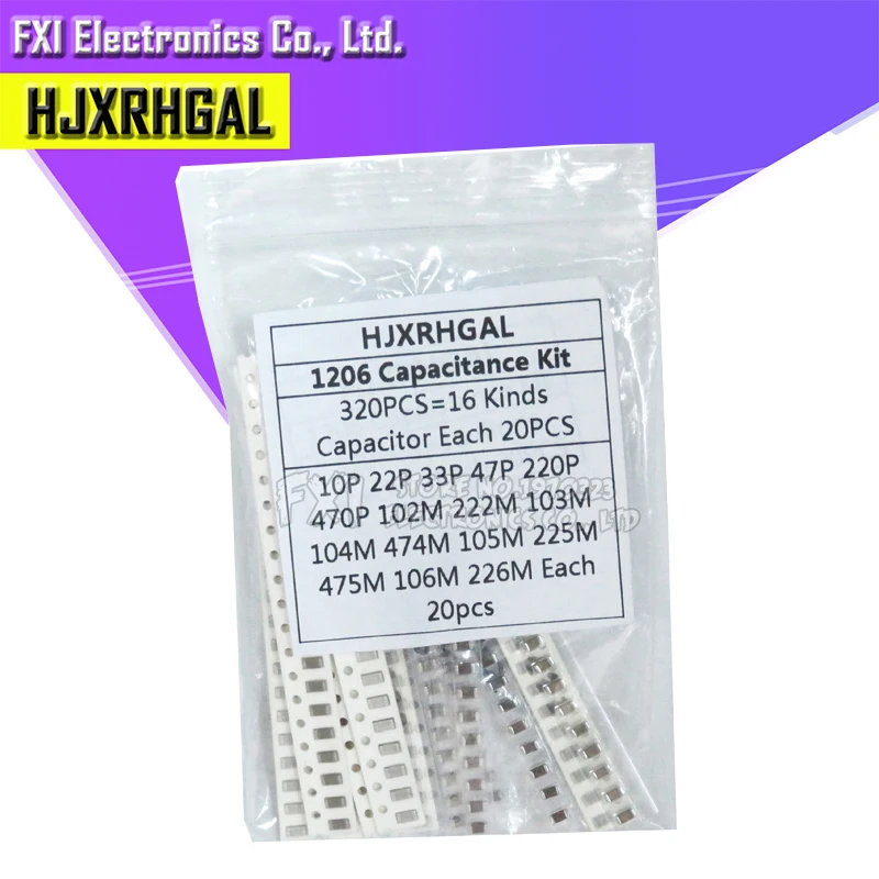 16 значений * 20 шт = 3 1206 SMD конденсатор Ассорти Комплект 10pF-475M компонент diy Образцы