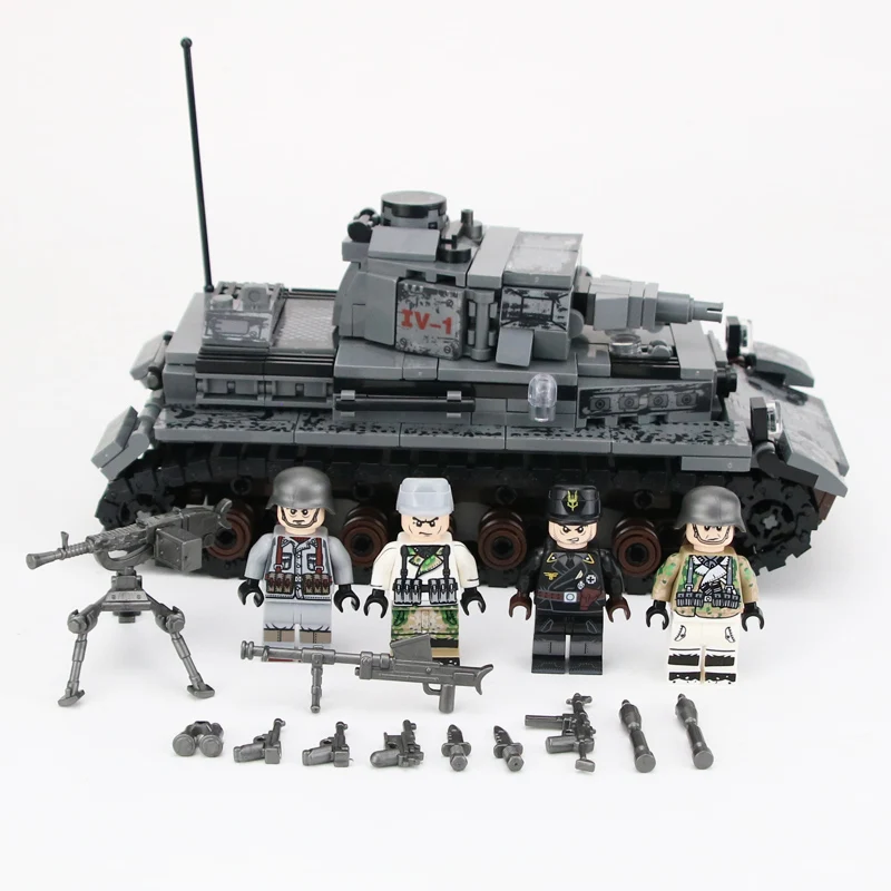 WW2 Military German IV tank army Soldier Building Blocks Legoing WW2 tank Military army Soldier weapon Bricks Toys For Children