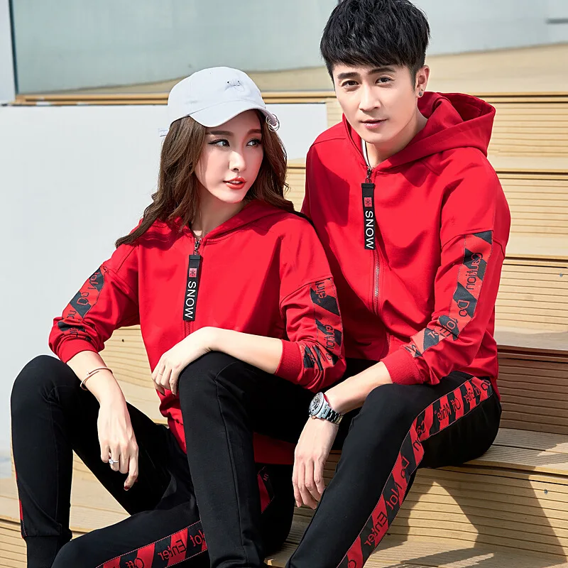 

2019 Autumn Clothing Couples Sports Set Men And Women Cardigan Hoodie Coat College Student Business Attire